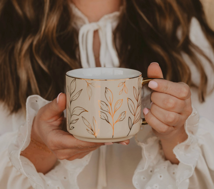 Sweet Water Decor Gold Leaves Coffee Mug