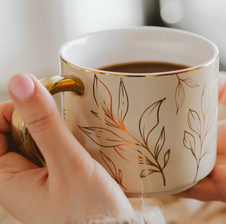 Sweet Water Decor Gold Leaves Coffee Mug