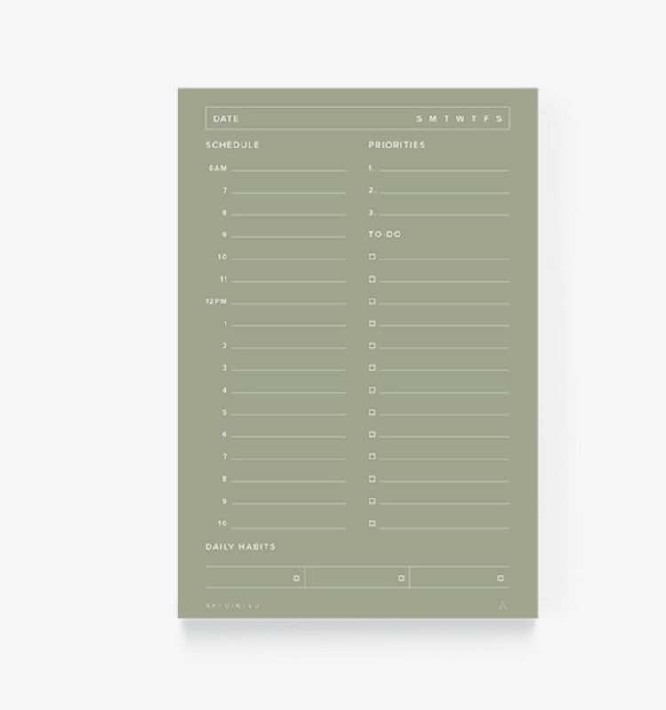 Appointed Daily Task Pad - Sage