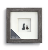 Sharon Nowlan Furever Friends Pebble Art  (new grey frame) cat and dog
