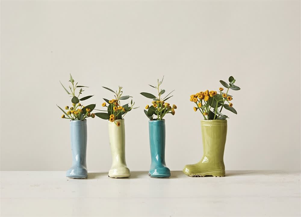 FLEURISH Mini Stoneware Boot Vase (Choice of 4 Colors) 4" Tall