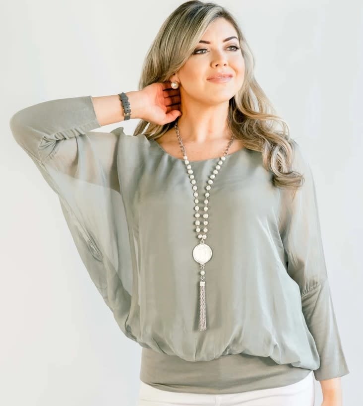 Cobblestone Living Sage Cassandra Italian Silk Top