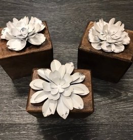 FLEURISH Small White Metal Flower on Base (choice of 3 styles)