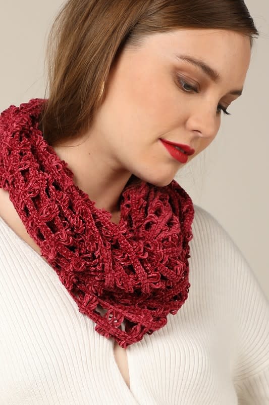 Fleurish Home Knitted Net Chenille Infinity Scarf