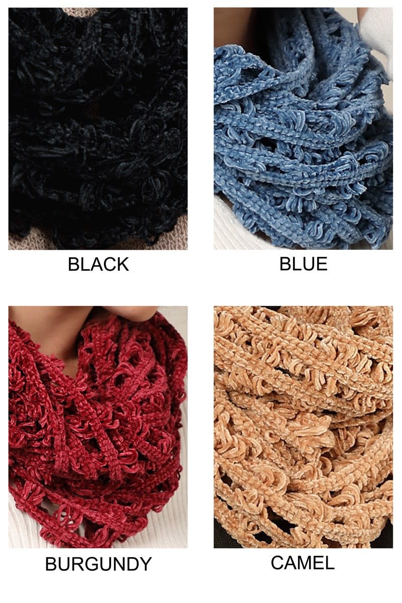 Fleurish Home Knitted Net Chenille Infinity Scarf