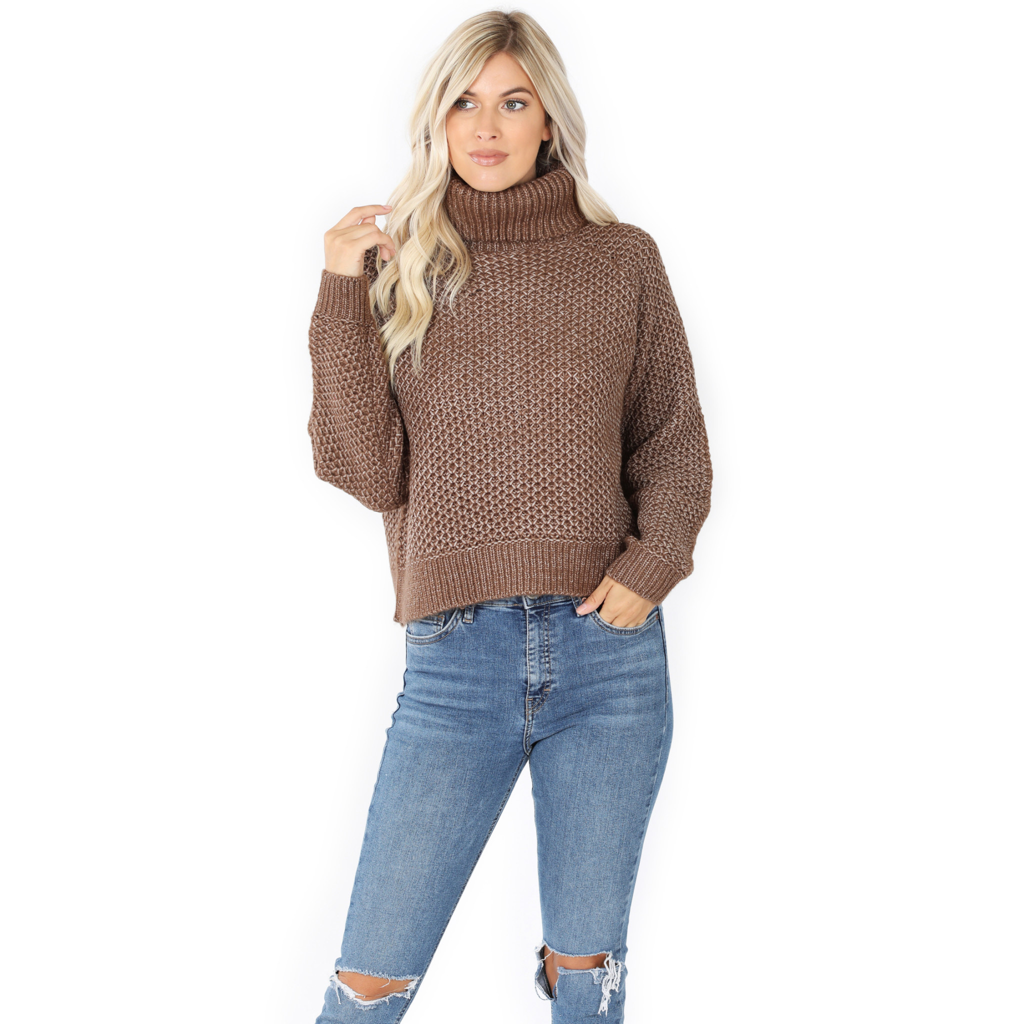 Mocha turtleneck sweater Clearance