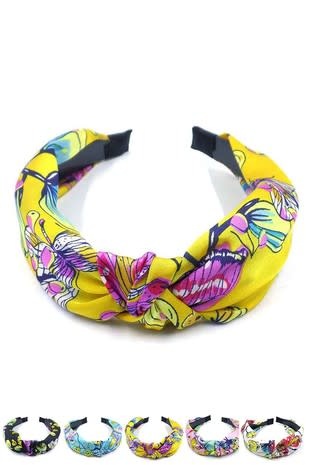 Fleurish Home Tropical Floral Knotted Satin Headband (various colors)