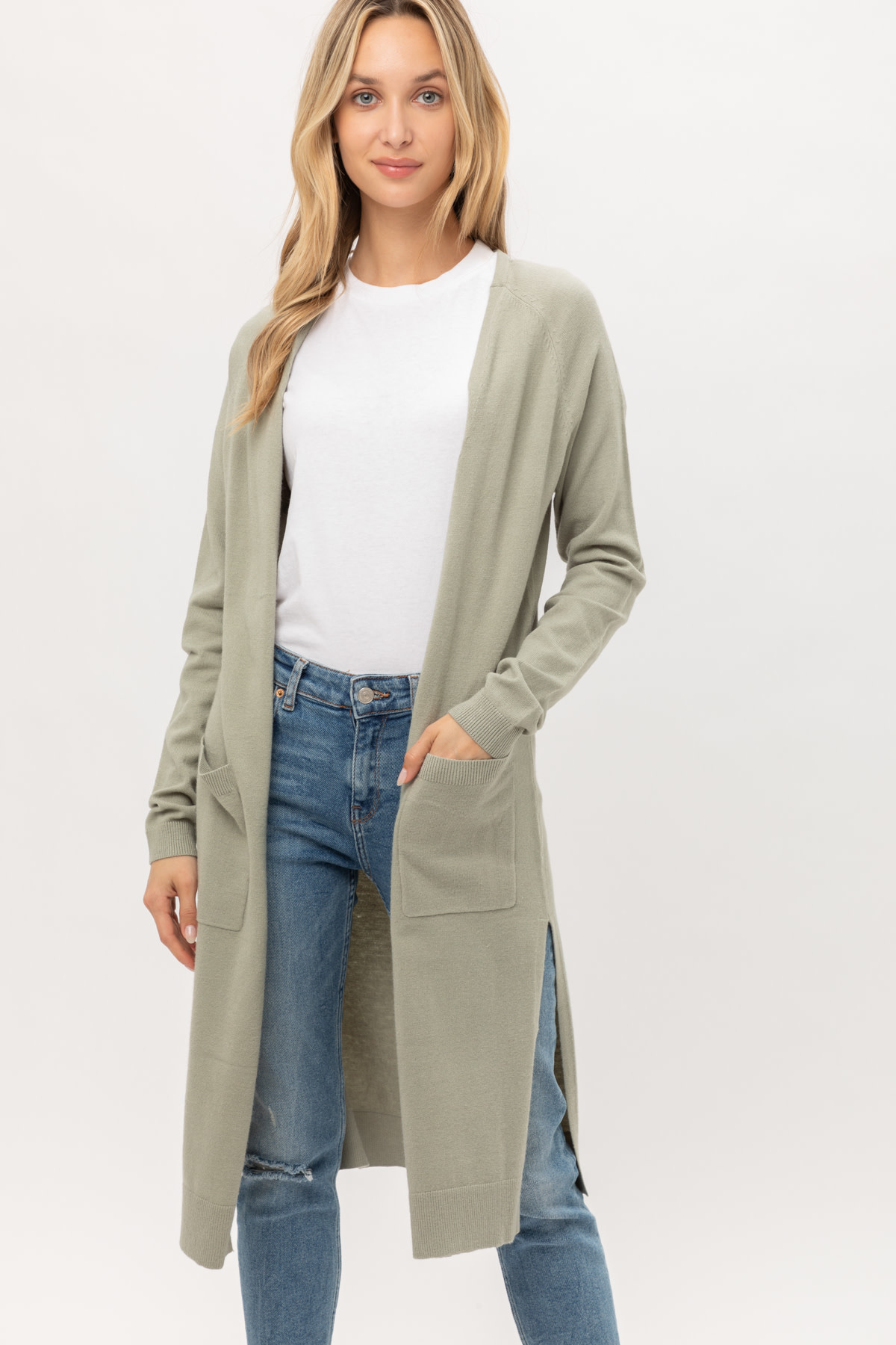long thin cardigan