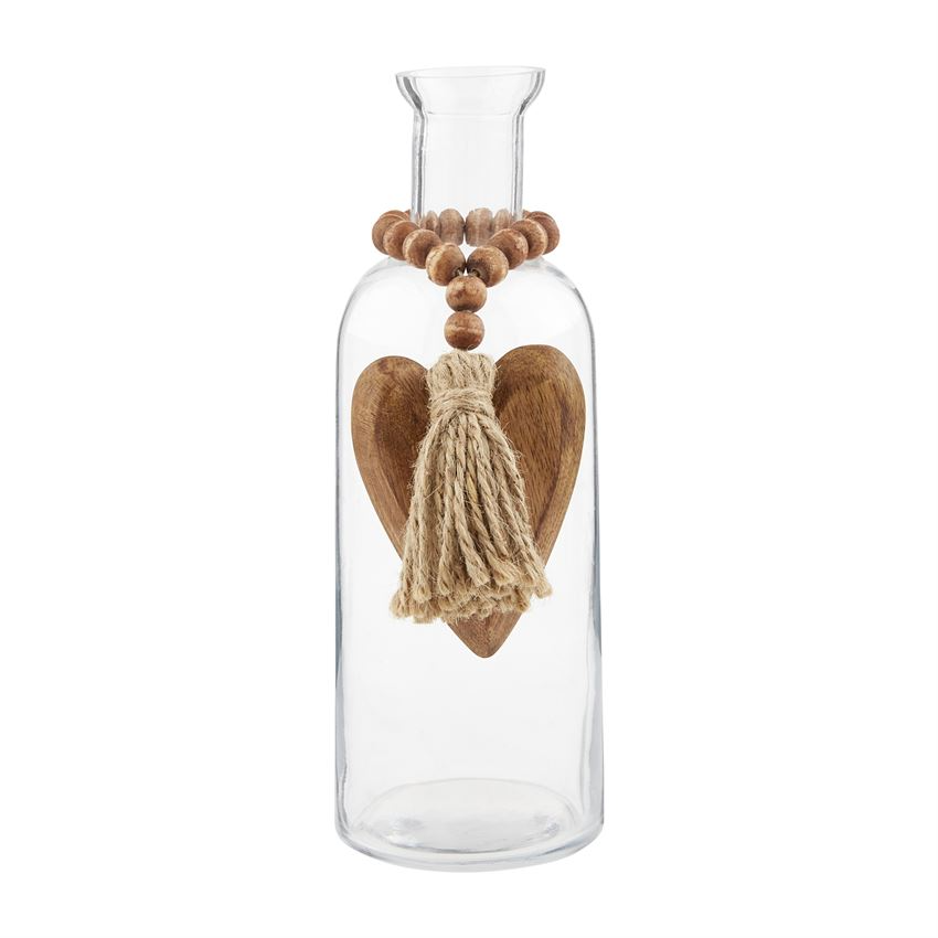 Mudpie HEART BUD VASE WITH WOOD BEADS