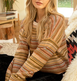 Fleurish Home Brown Mix Striped Sweater *last chance