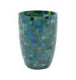 Fleurish Home Blue & Green Mosaic Glass Mini Vase/ Votive Holder
