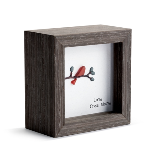 Sharon Nowlan Love From Above Shadow Box (red bird seaglass cardinal)
