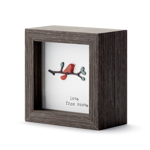 Sharon Nowlan Love From Above Shadow Box (red bird seaglass cardinal)