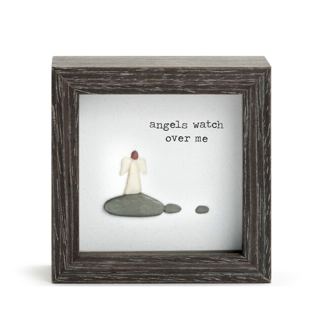 Sharon Nowlan Angels Watch Over Me Shadow Box Pebble Art