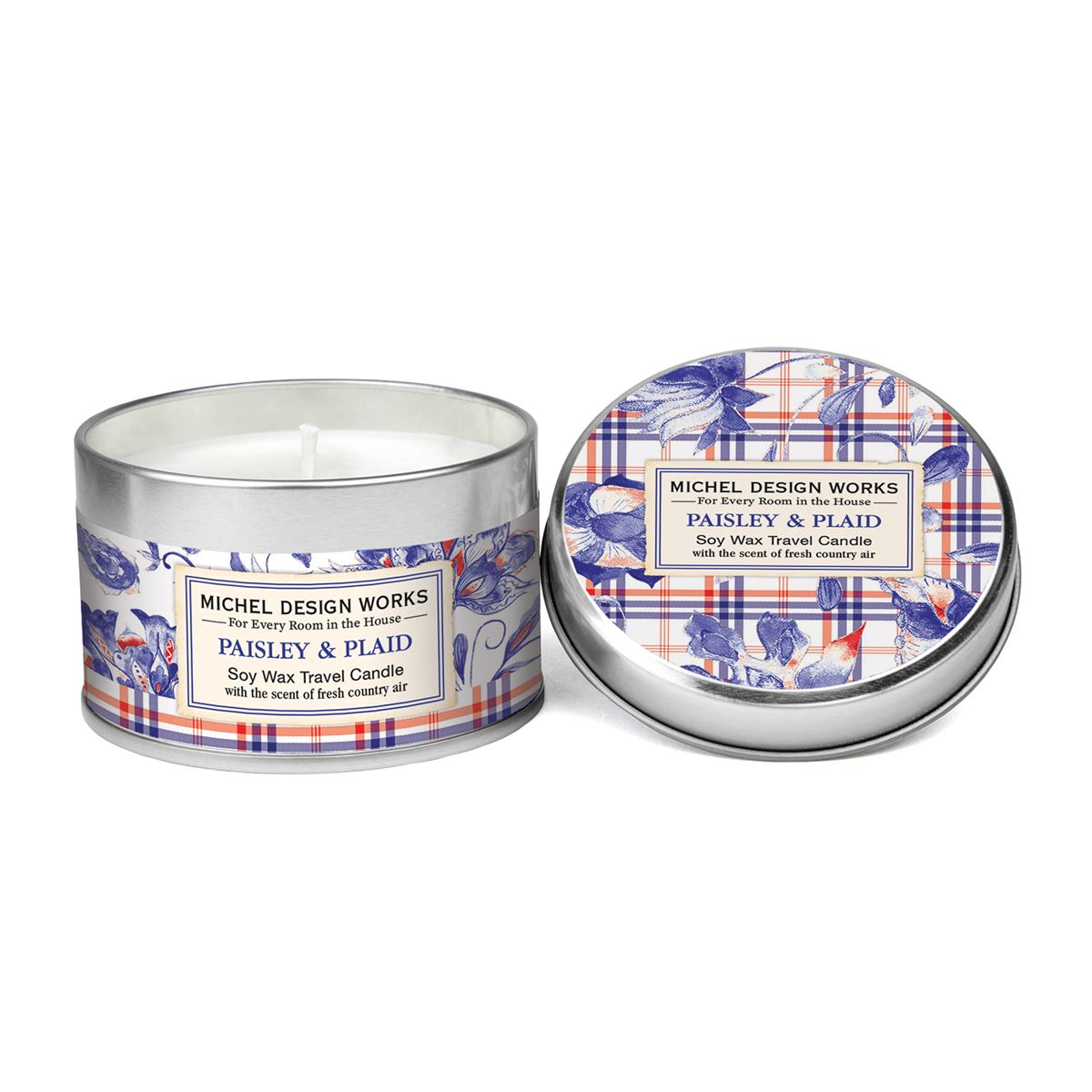 Michel Design Works Paisley & Plaid Travel Candle