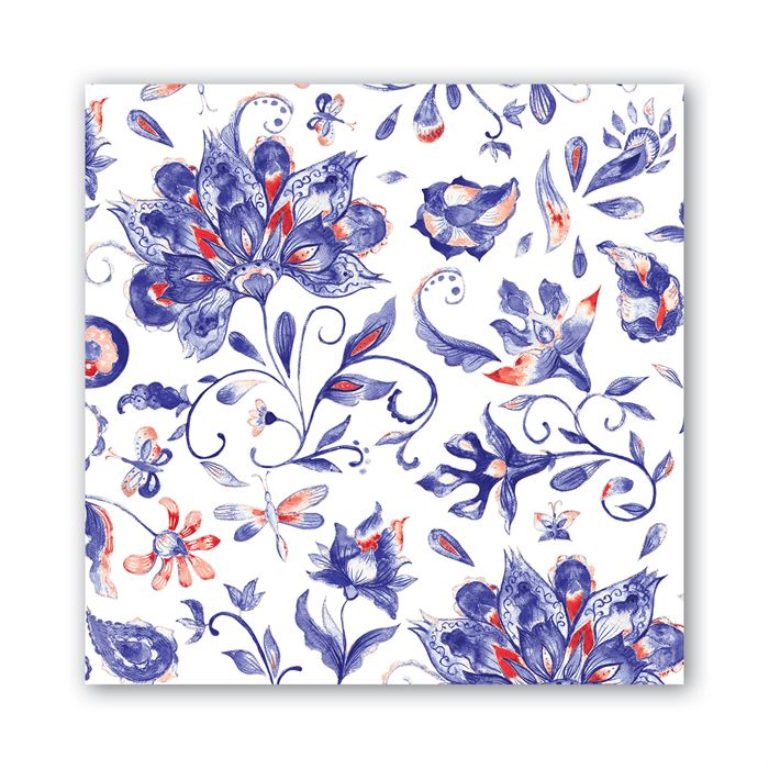 Michel Design Works Paisley & Plaid Cocktail Napkin (floral design)