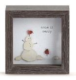 Demdaco Make It Merry Shadow Box. Pebble Art (snowman)
