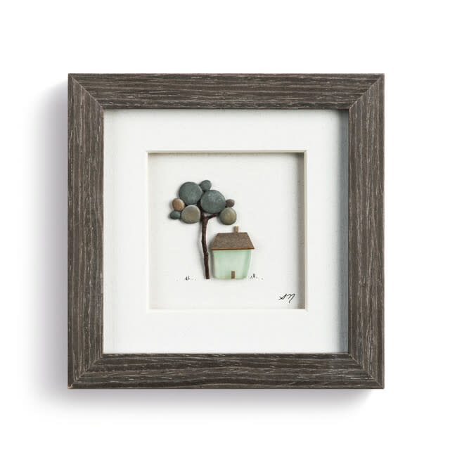 Sharon Nowlan A Place to Call Home Pebble Art 6" Square  (new grey frame)