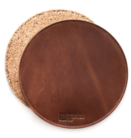 Mission Leather Co Leather Mousepad: Whiskey / Round