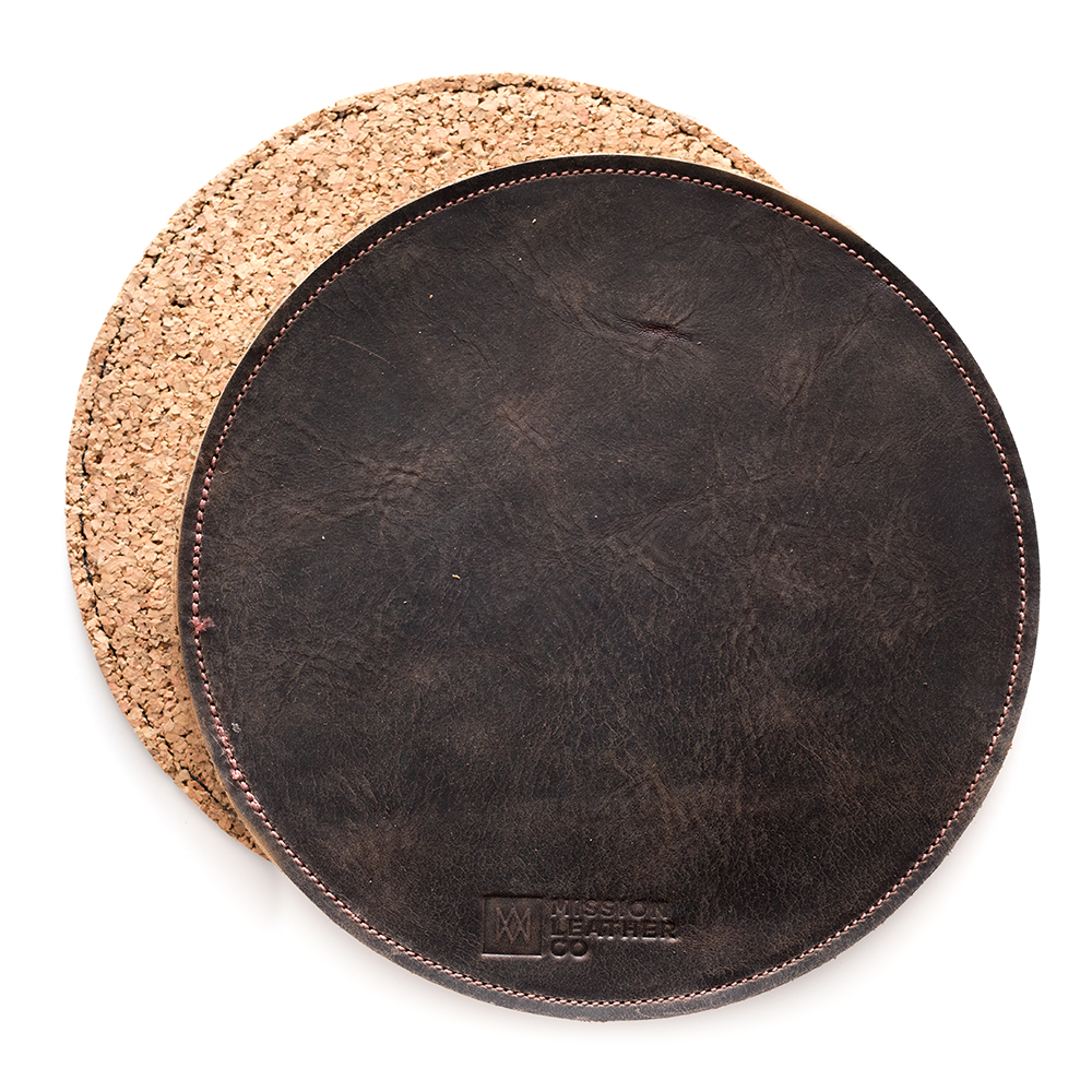 Mission Leather Co Leather Mousepad: Tobacco / Round