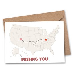 Fleurish Home DIY Heart Long Distance Greeting Card: USA Missing You