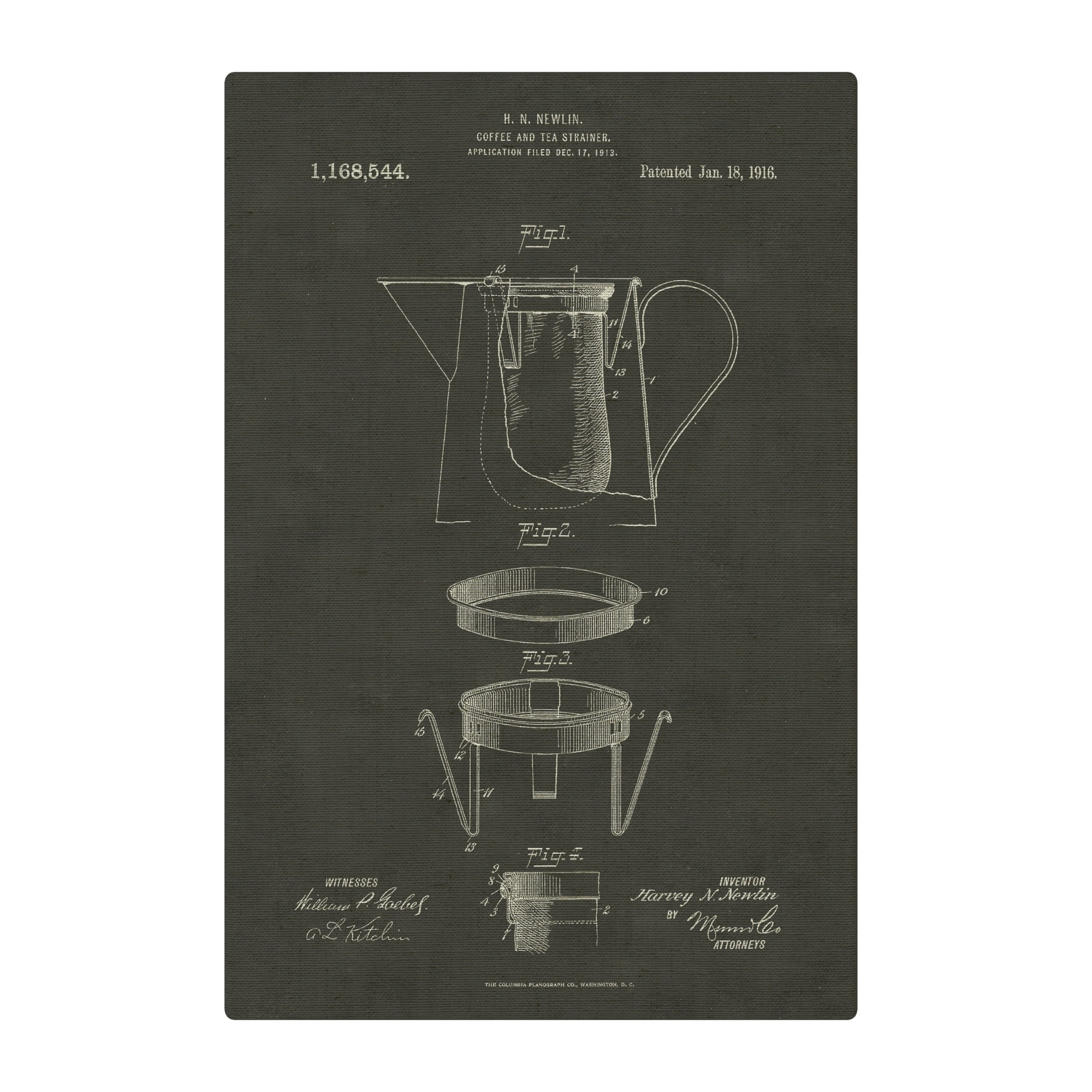 FLEURISH Patent - Coffee and Tea Strainer - Black: 12x18" / Gallery wrap