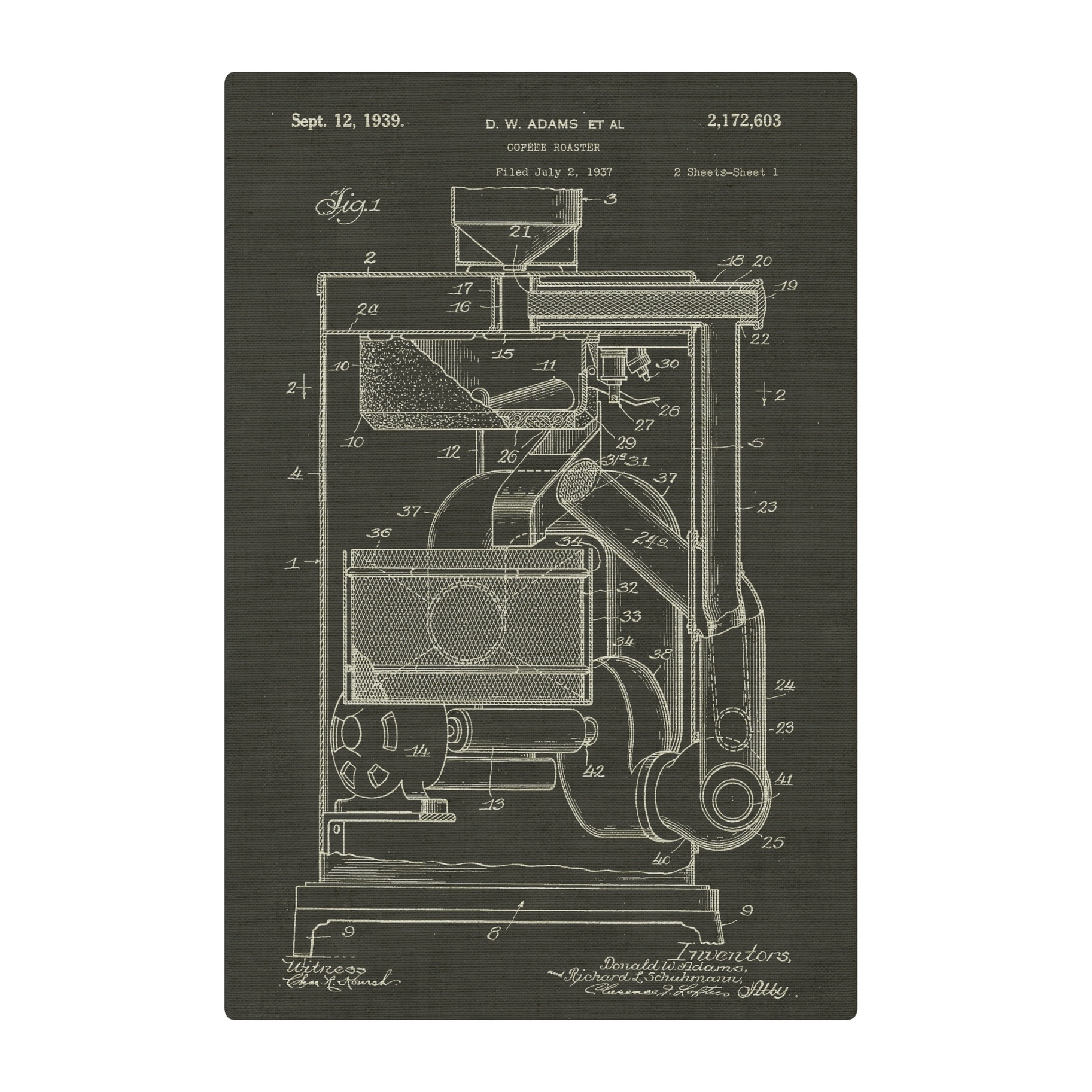 FLEURISH Patent - Coffee Roaster II - Black: 12x18" / Gallery wrap