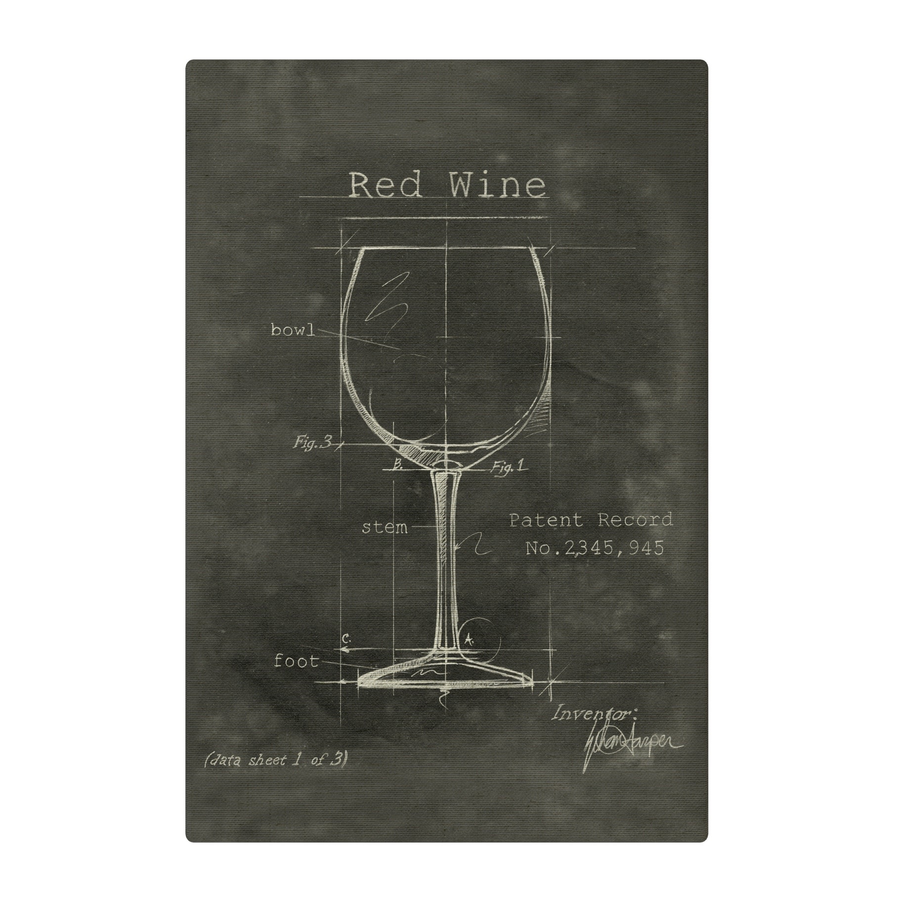 FLEURISH Barware Red Wine Fabric Gallery Wrapped Wall Art: 12" x 18" / Gallery Wrap