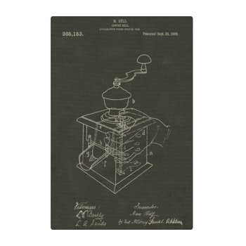 FLEURISH Patent - Coffee Mill - Black: 12x18" / Gallery wrap