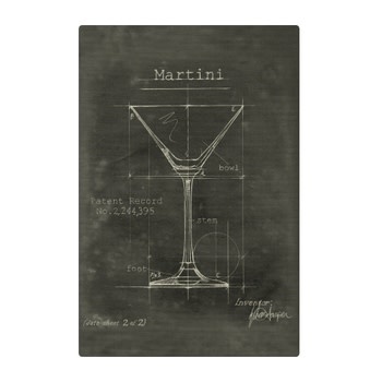 FLEURISH Barware Martini Fabric Gallery Wrapped Wall Art: 12" x 18" / Gallery Wrap