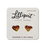 Lilliput Little Things Tiger Stripe Heart Earrings (Lilliput)