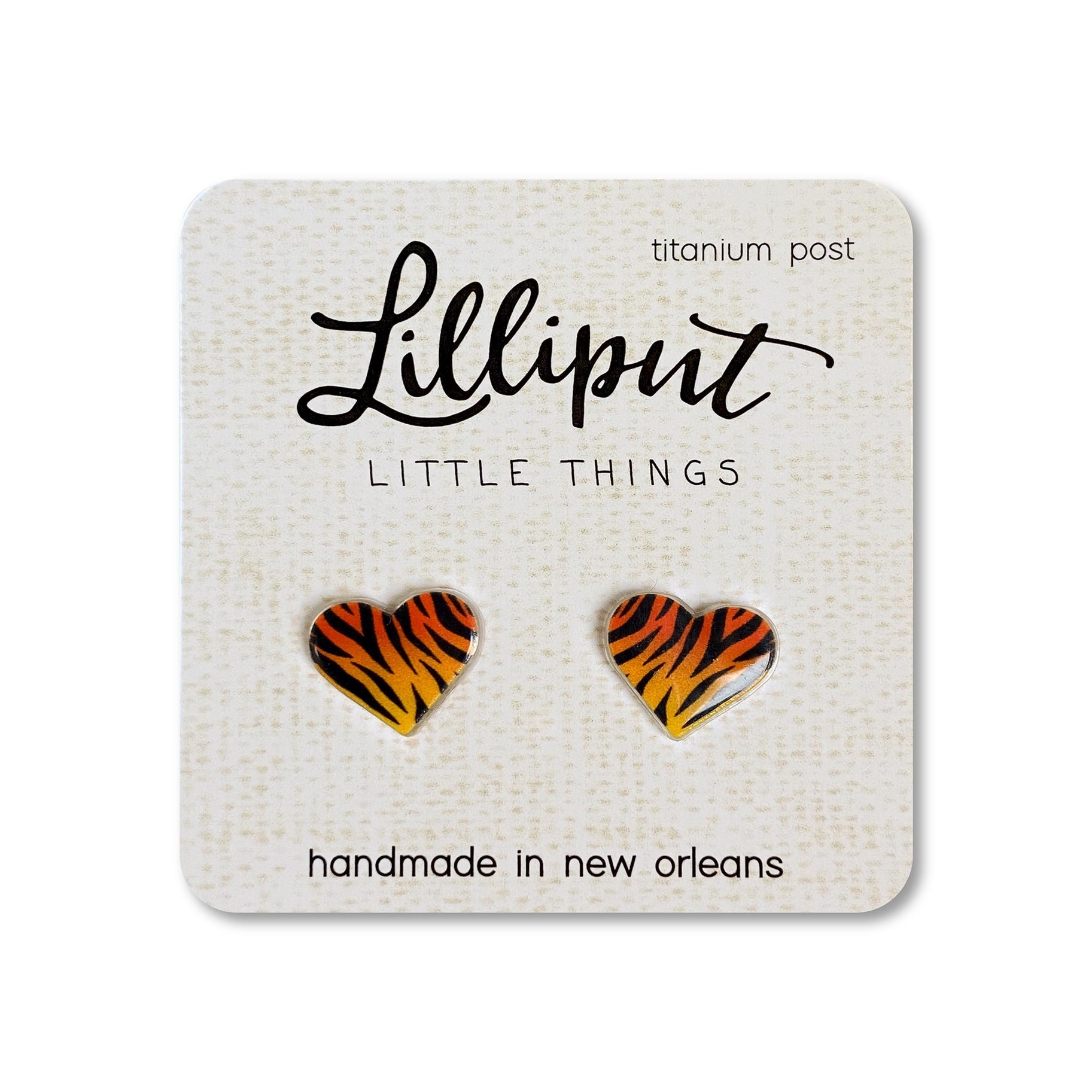 Lilliput Little Things NEW Tiger Stripe Heart Earrings