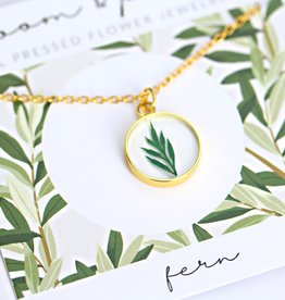 Fleurish Home Fern Necklace Gold Pressed Flower Jewelry