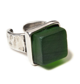 Smart Glass Recycled Jewelry Cube Ring Silver