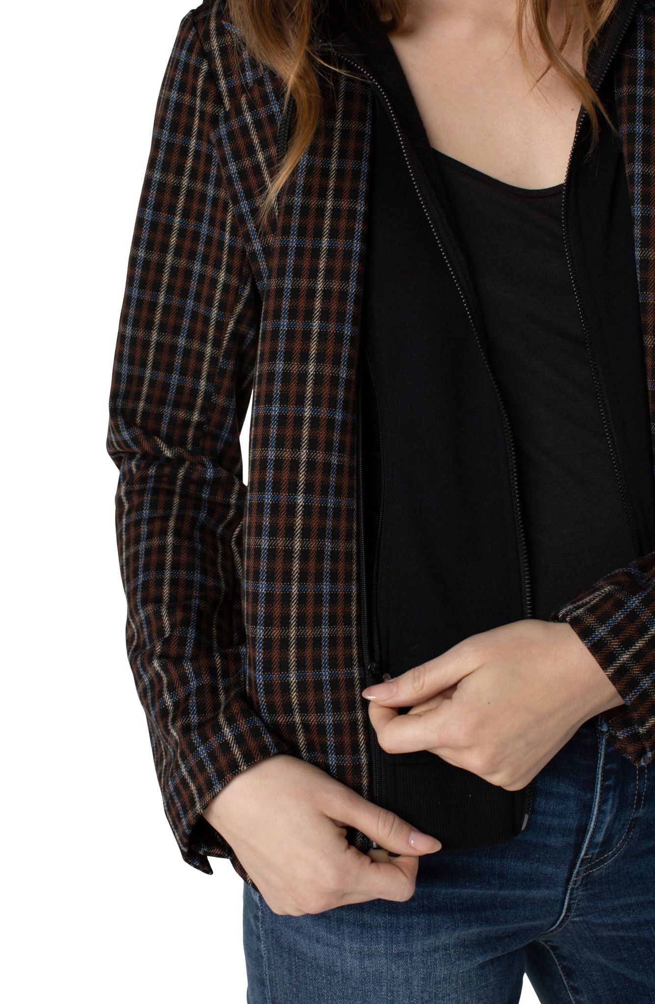 Boyfriend Blazer w/ Removable Hood--brown/tan/blue - FLEURISH | Home,  Apparel u0026 Gift