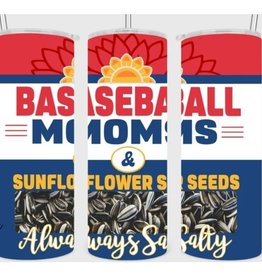 Fleurish Home Baseball Mom & Sunflower Seeds 20 oz Skinny Tumbler w Lid and Straw
