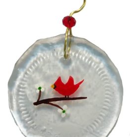 Wine Bottle Art Mini Ornament - Mini Redbird & Flowers: one size 1.5" - 2.5"