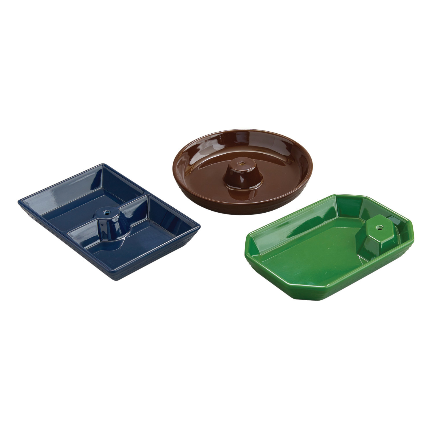 nora fleming melamine dainty dishes 3 piece set (navy, brown & green) MEL08