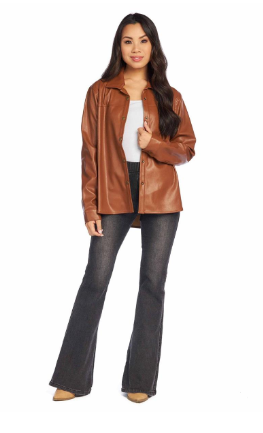 All in Brown Vegan Leather Shacket