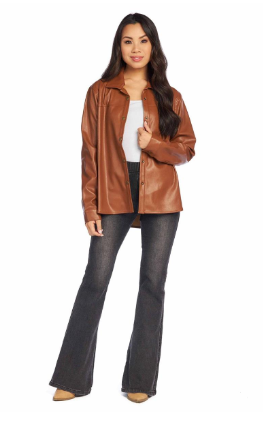 Mudpie Brown Salem Vegan Leather Shacket