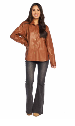 Mudpie Brown Salem Vegan Leather Shacket