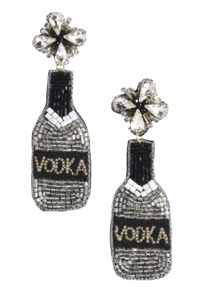Mudpie Champagne Beaded Earrings: Black