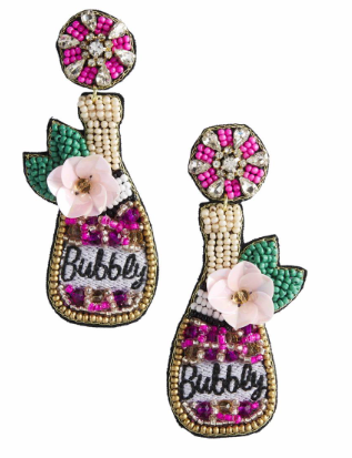 Mudpie Champagne Beaded Earrings: Pink