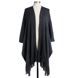 Fleurish Home Knit Duster with Fringe - Black/Charcoal