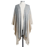 Fleurish Home Knit Duster with Fringe - Gray/Cream