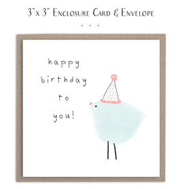 Susan Case Designs Happy Birthday Party Bird  Mini Card Plain