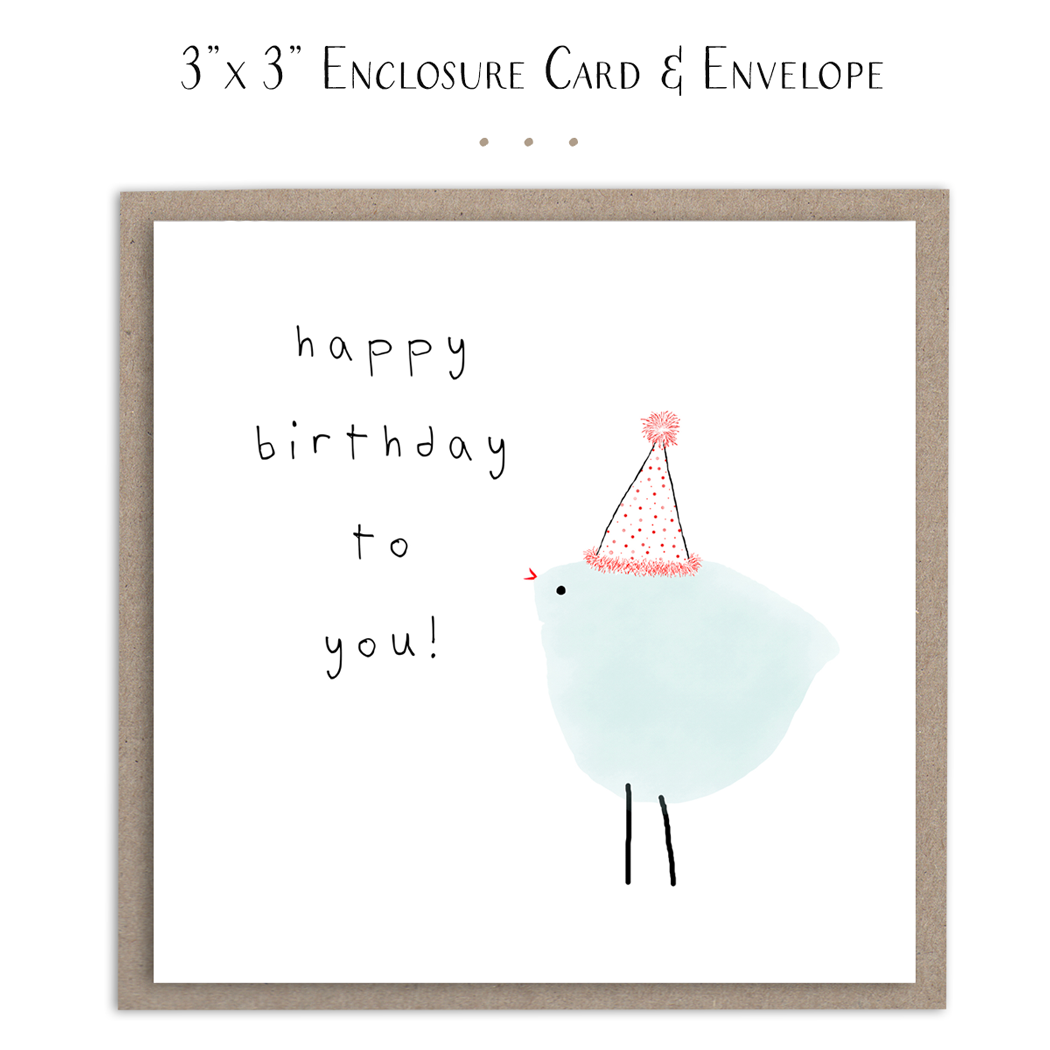 Susan Case Designs Happy Birthday Party Bird  Mini Card Plain