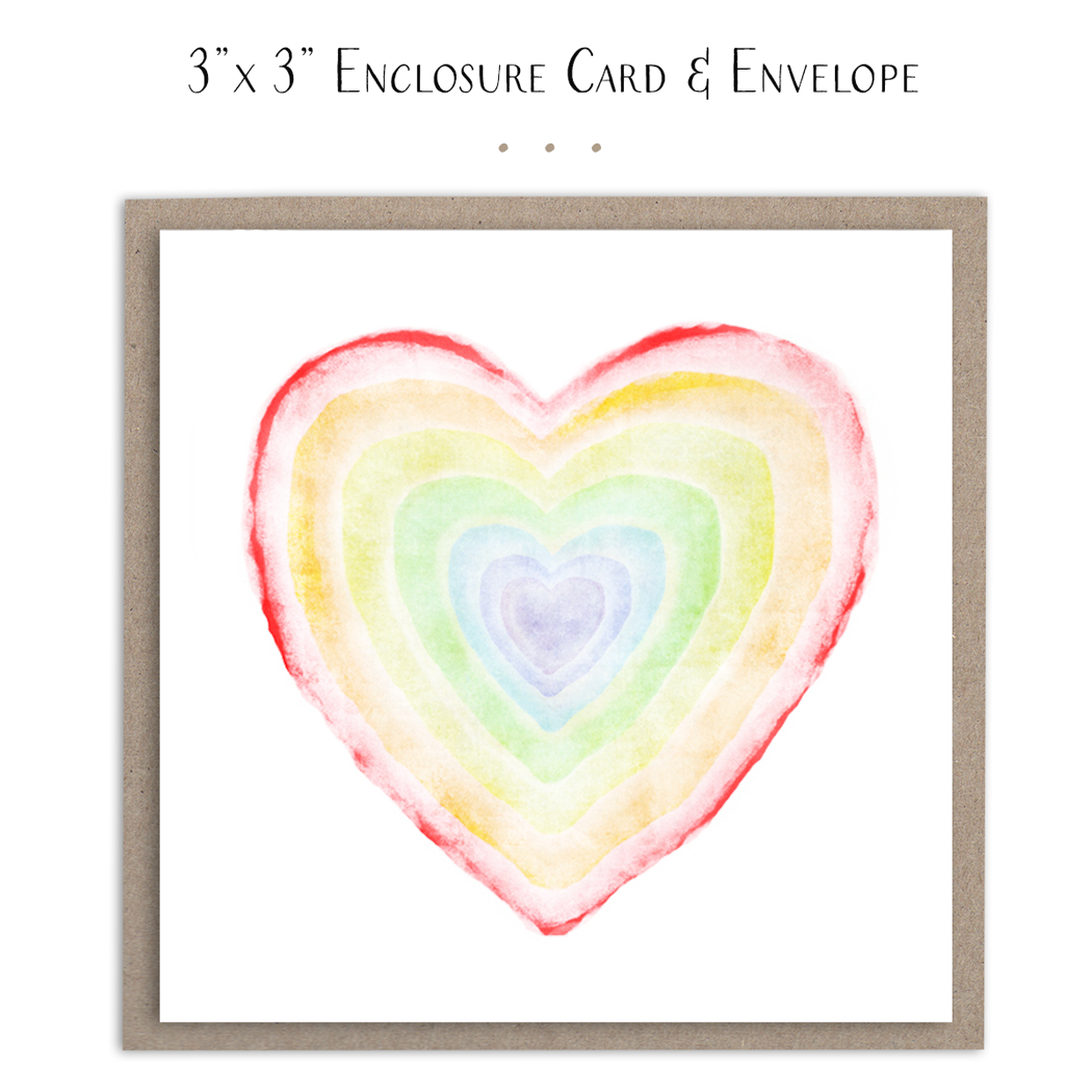 Susan Case Designs Rainbow Heart Mini Card Plain