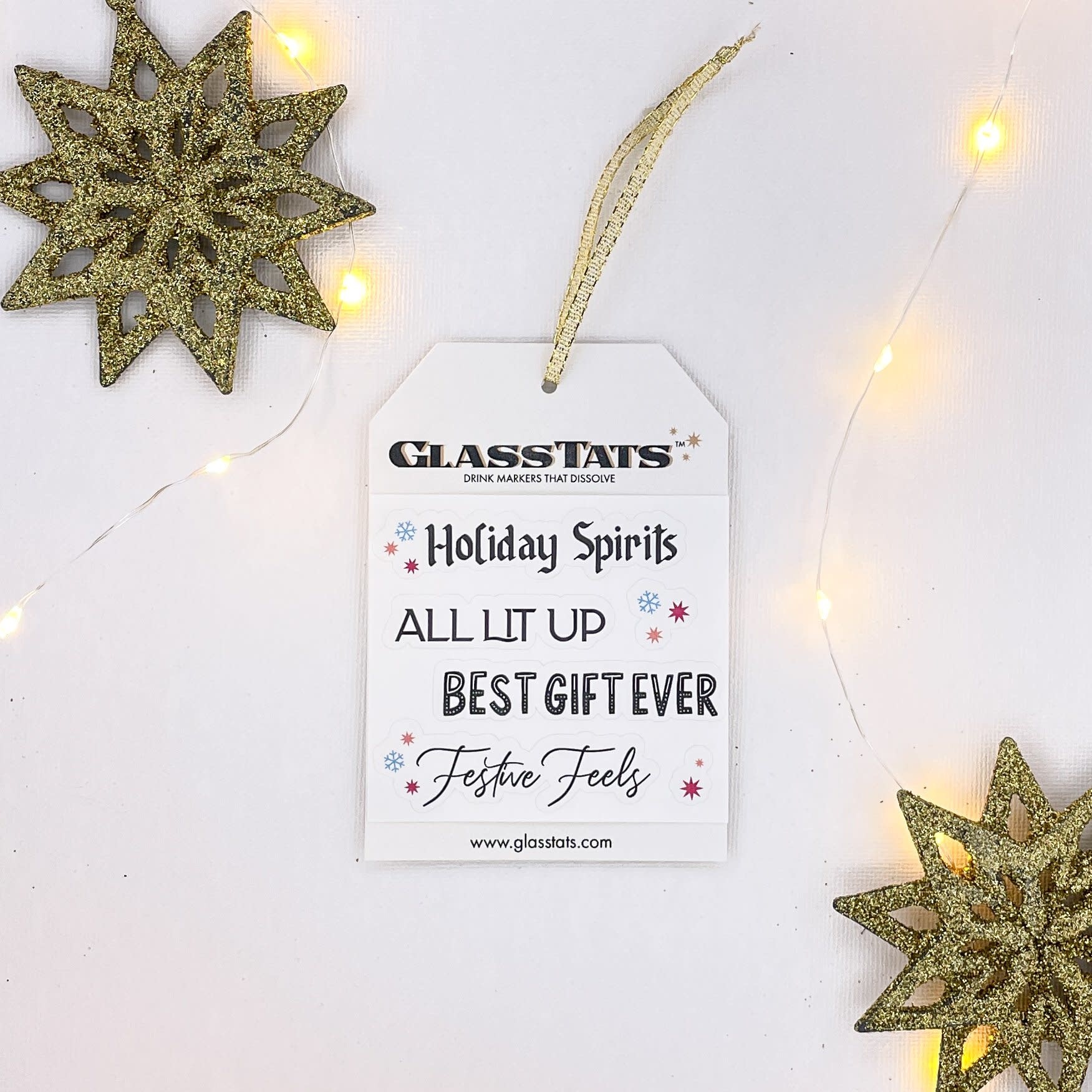 GlassTats Holiday Drink Markers Gift Tag