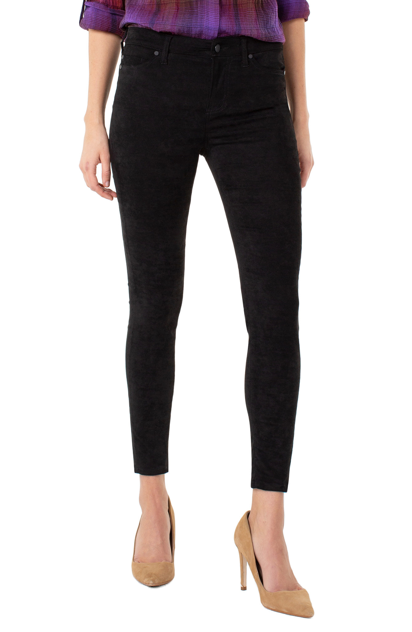 Liverpool Black Abby Ankle Skinny Faux Suede Jeans